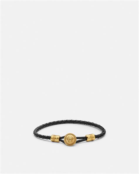 Versace Geflochtenes Medusa Biggie Lederarmband 